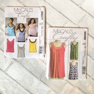 Set of two McCalls Crafty shirt, tank top patterns new in bags